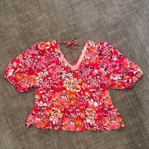 Jade Pink Floral Blouse, Size L